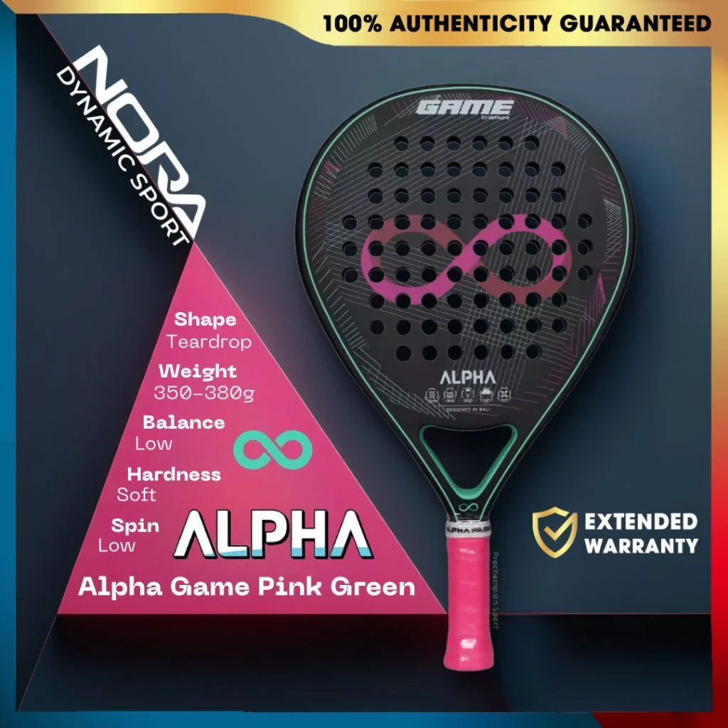 Alpha Game Pink Green Raket Padel 